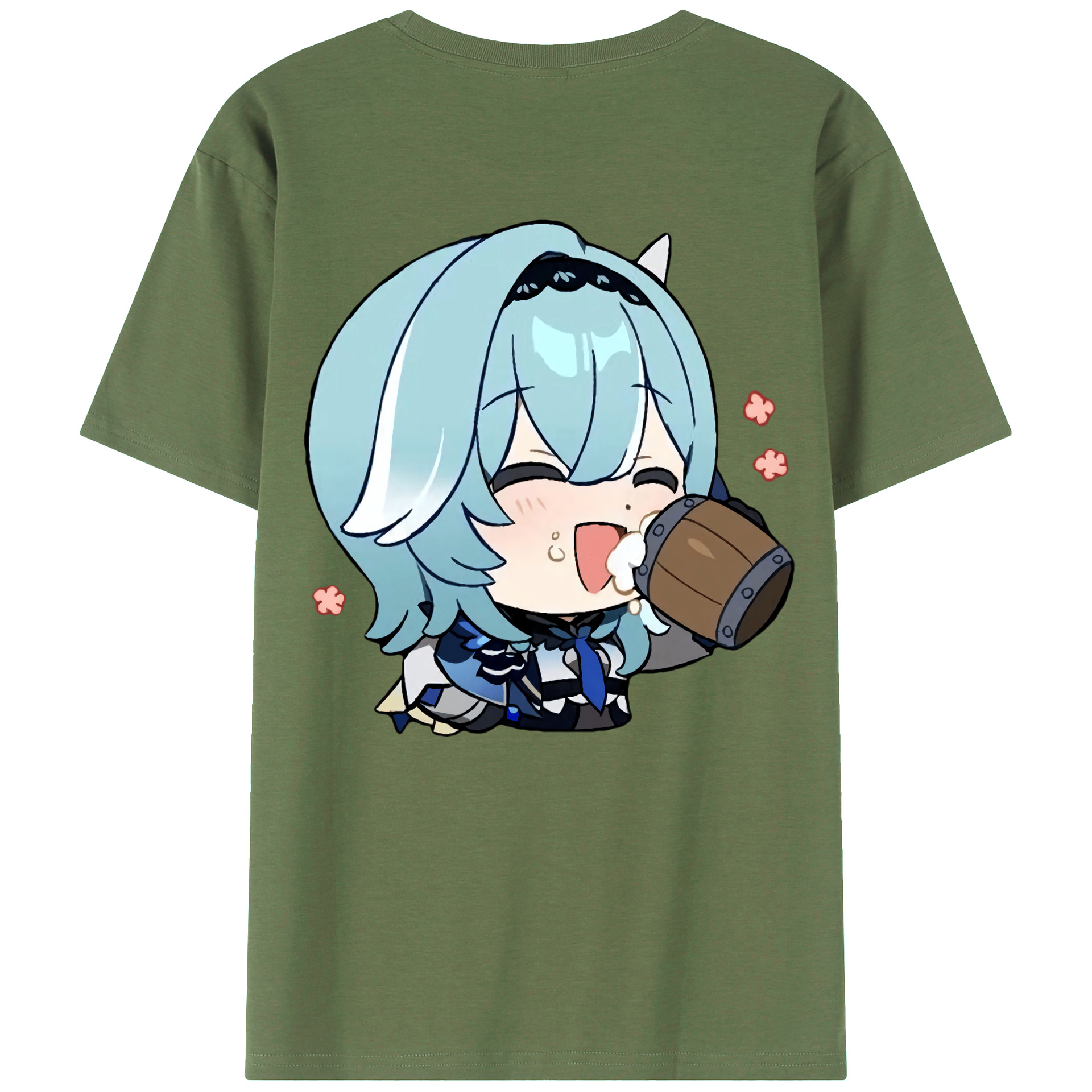 げんし神 优菈 ゆうら genshin Yūra 綿100％ メンズ半袖Tシャツ（バックプリント） 通気性